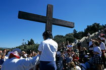 Priest leading prayer on a Good Friday procession outside Notre Dame de la Garde basilica von Sami Sarkis Photography