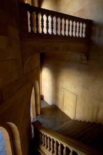 Stone stairwell inside the historic Palace of Charles V at Alhambra by Sami Sarkis Photography