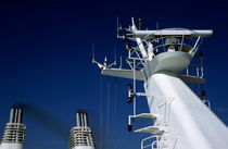 Antennas and chimneys on a large ferry. von Sami Sarkis Photography