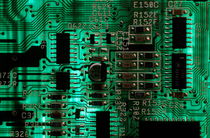 Integrated circuit board from a computer. von Sami Sarkis Photography