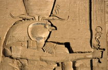 The ancient Egyptian god Horus sculpted on the wall of the First Pylon at the Temple of Edfu by Sami Sarkis Photography