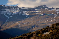 Snowy mountain summits above Capileira village in the Alpujarras mountains by Sami Sarkis Photography