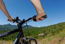 Hands on mountain bike by a landscape von Sami Sarkis Photography