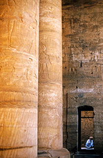 Columns with hieroglyphs depicted Horus at the Temple of Edfu von Sami Sarkis Photography