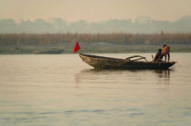 Fishing Boat with Red Flag von serenityphotography