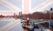 London Skyline Union Jack Flag  by David J French