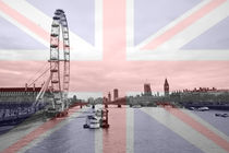 London Skyline Union Jack Flag  by David J French