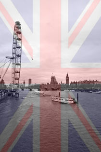 London Skyline Union Jack Flag  by David J French