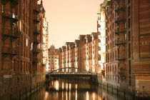 Speicherstadt Hamburg Wandrahmsfleet bei Nacht von alsterimages