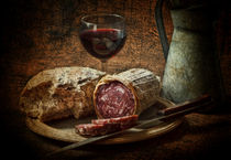Still life with salami and sourdough by Dave Milnes