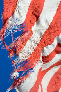 Torn American flag and blue sky by Lars Hallstrom