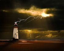 lighthouse and lightning storm by meirion matthias