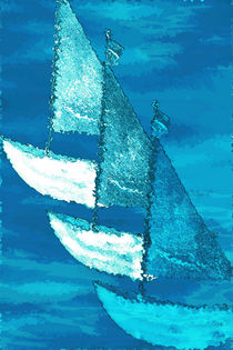 Boote blau von Christine Bässler