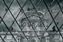 Louvre museum, view through the pyramid at the entrance to the museum