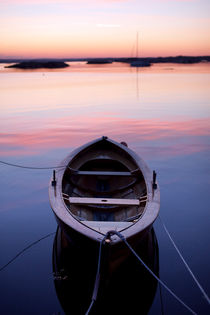 Boat at sundown by Eigil Korsager